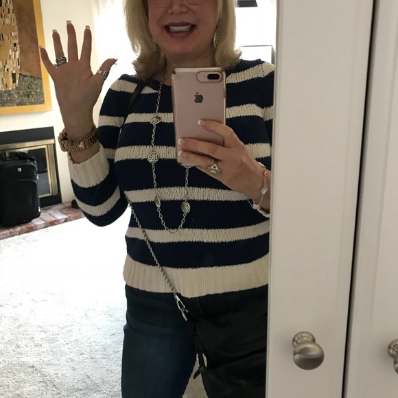 🔴SALE! J CREW COTTON STRIPE Cool Navy & White - Picture 3 of 8